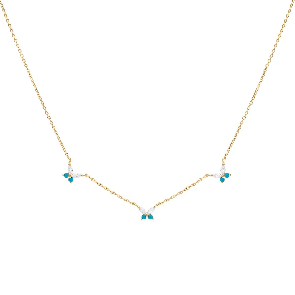 Triple CZ Butterfly Necklace