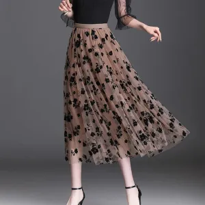 Tulle Blossom™ | Women's Midi Tulle Skirt | Floral Design, Lightweight Mesh, Casual & Versatile Summer Wear