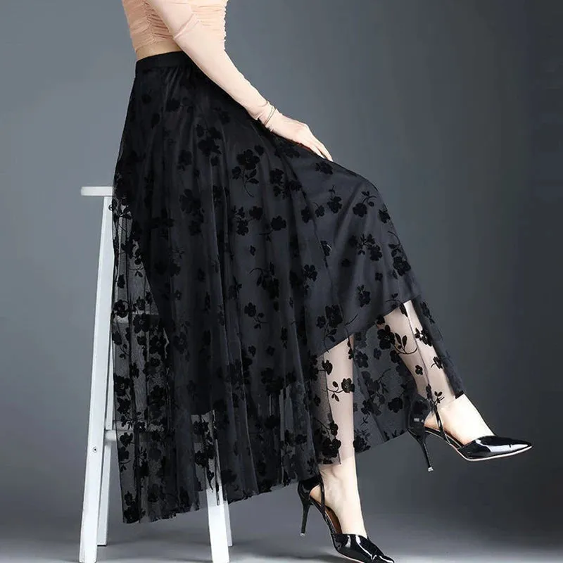Tulle Blossom™ | Women's Midi Tulle Skirt | Floral Design, Lightweight Mesh, Casual & Versatile Summer Wear