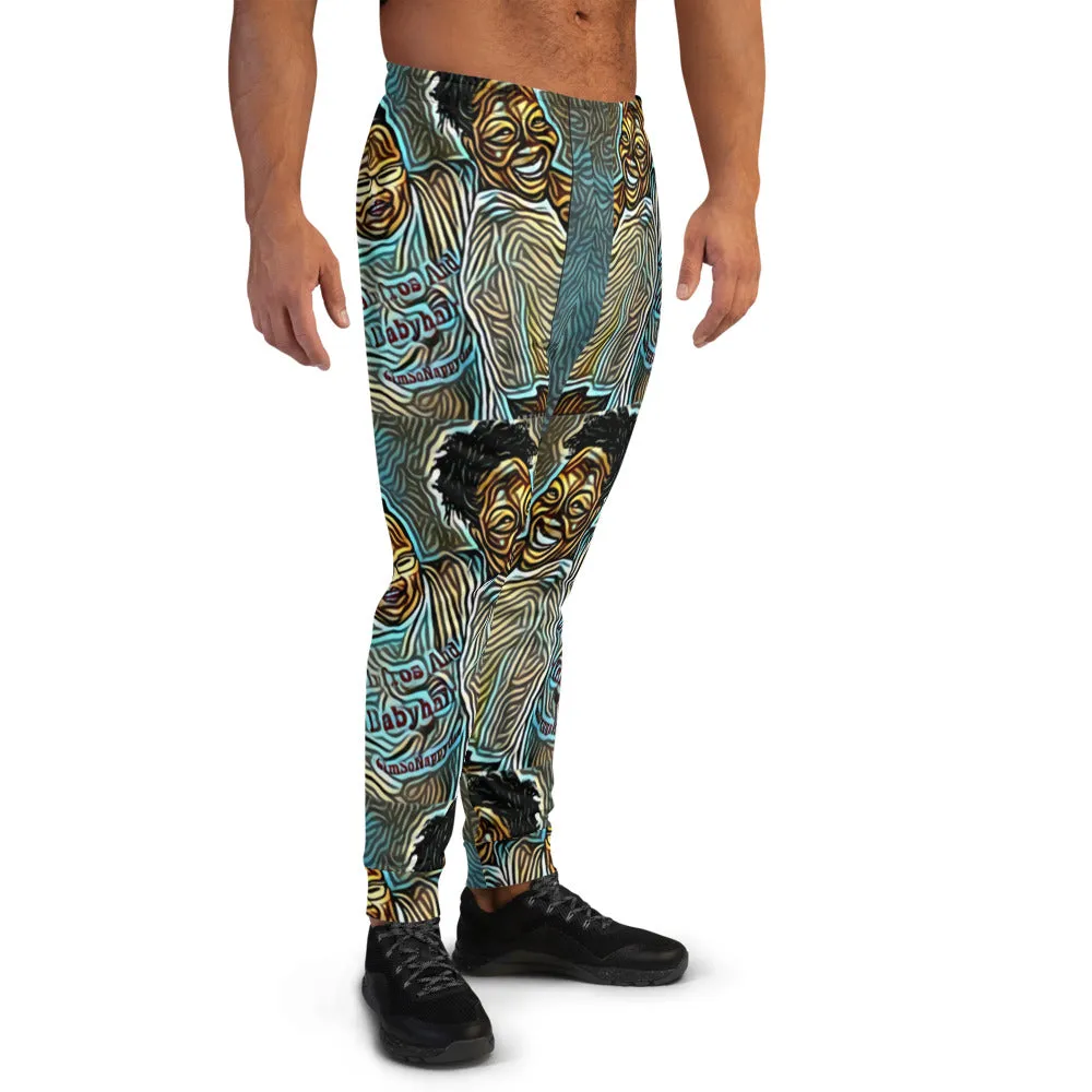 Turquoise & Black Graphic Joggers