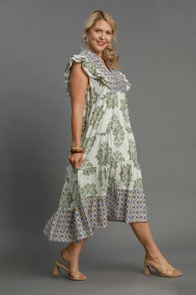 Umgee Print Party Midi Dress