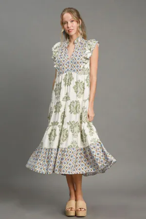 Umgee Print Party Midi Dress