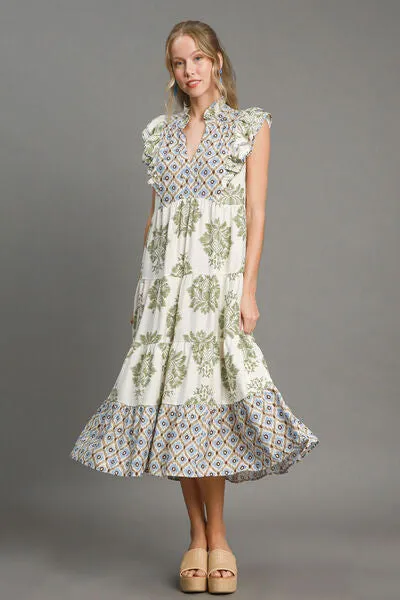 Umgee Print Party Midi Dress