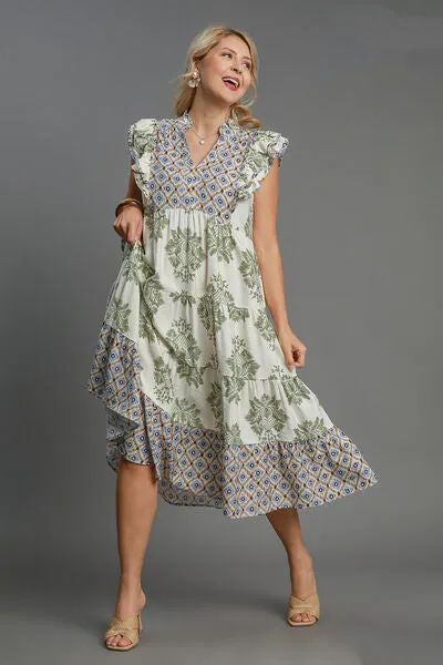 Umgee Print Party Midi Dress