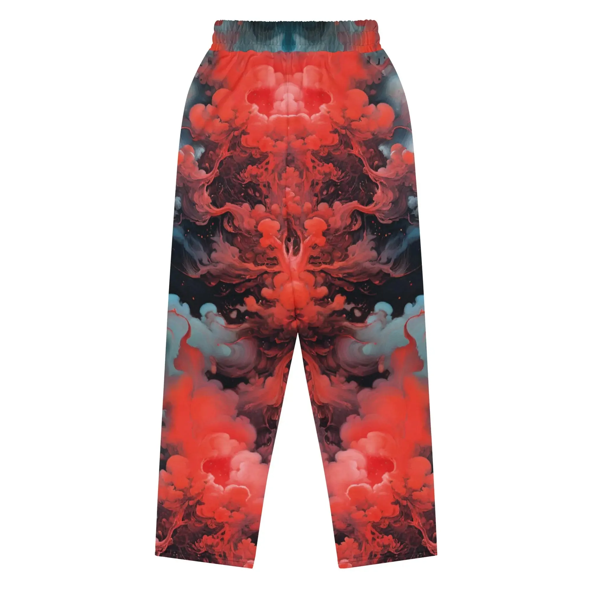 Unisex Wide-leg Joggers - Ethereal Crimson Flow - Dark