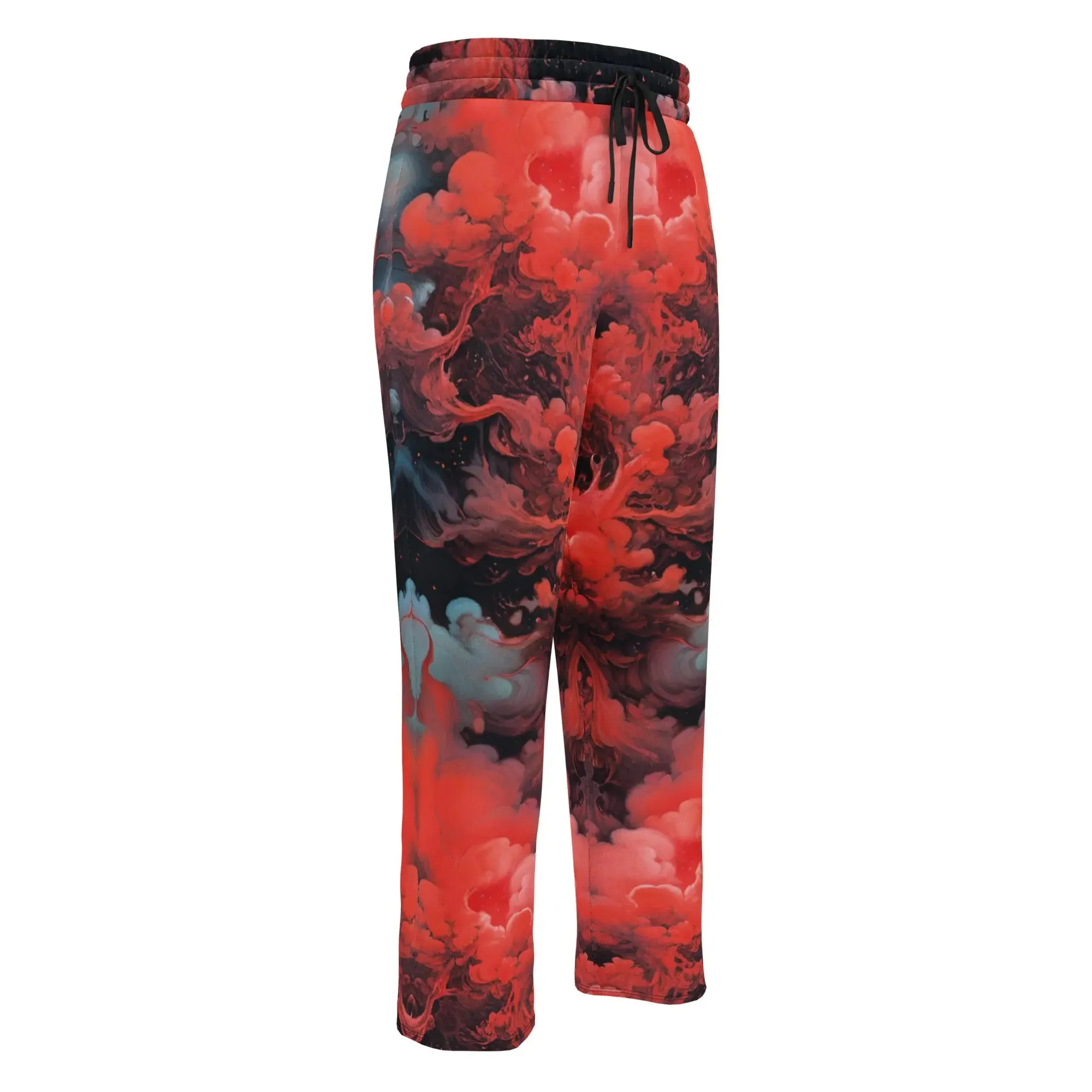 Unisex Wide-leg Joggers - Ethereal Crimson Flow - Dark