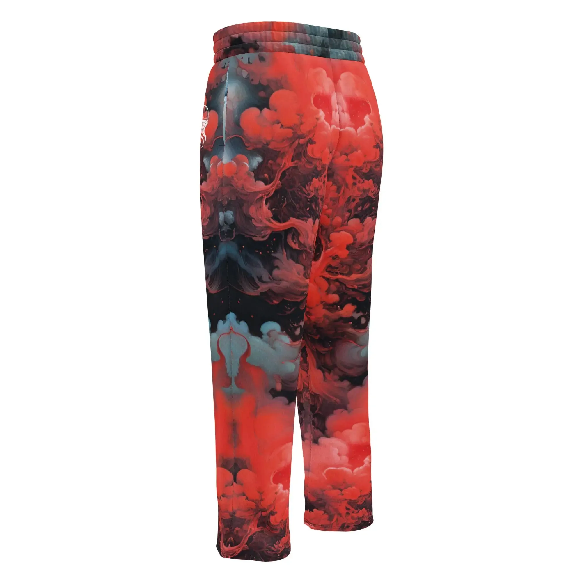 Unisex Wide-leg Joggers - Ethereal Crimson Flow - Dark