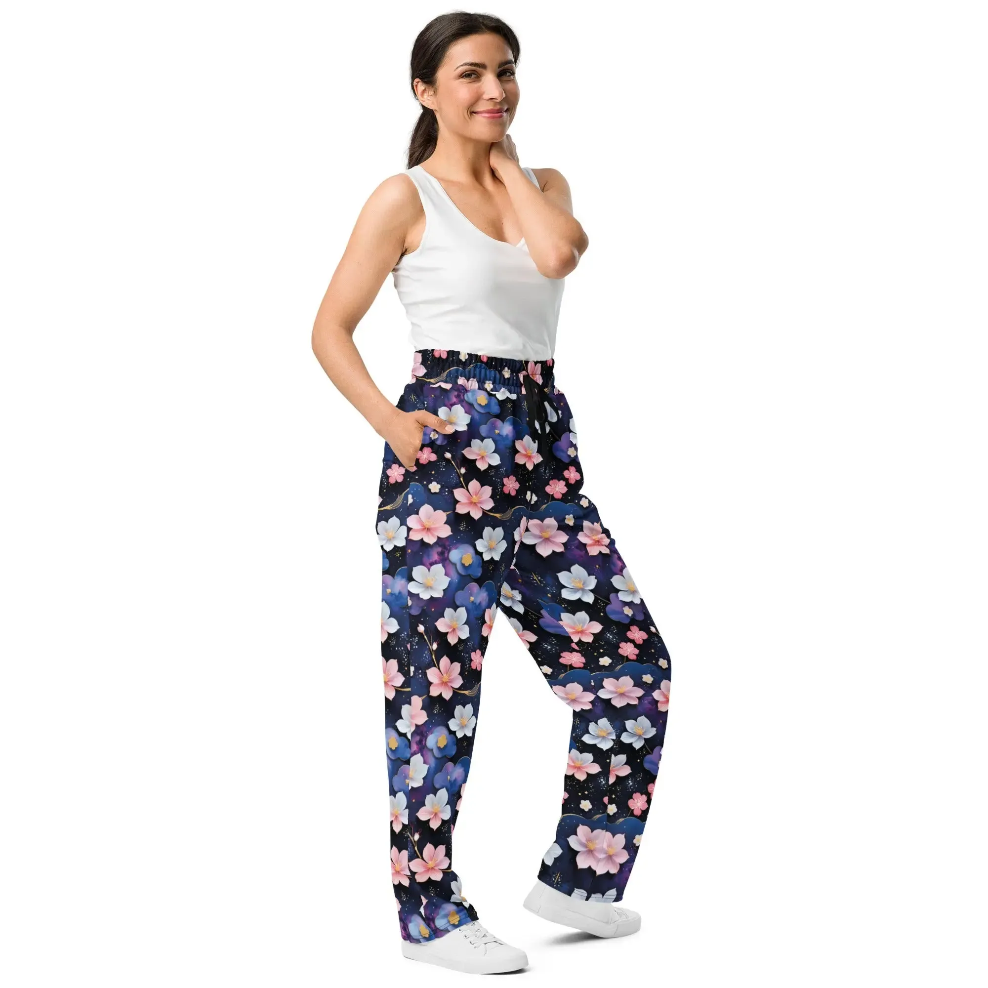Unisex Wide-leg joggers - Midnight Sakura