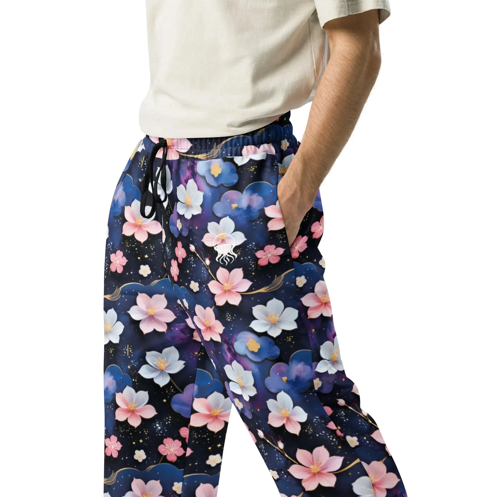 Unisex Wide-leg joggers - Midnight Sakura