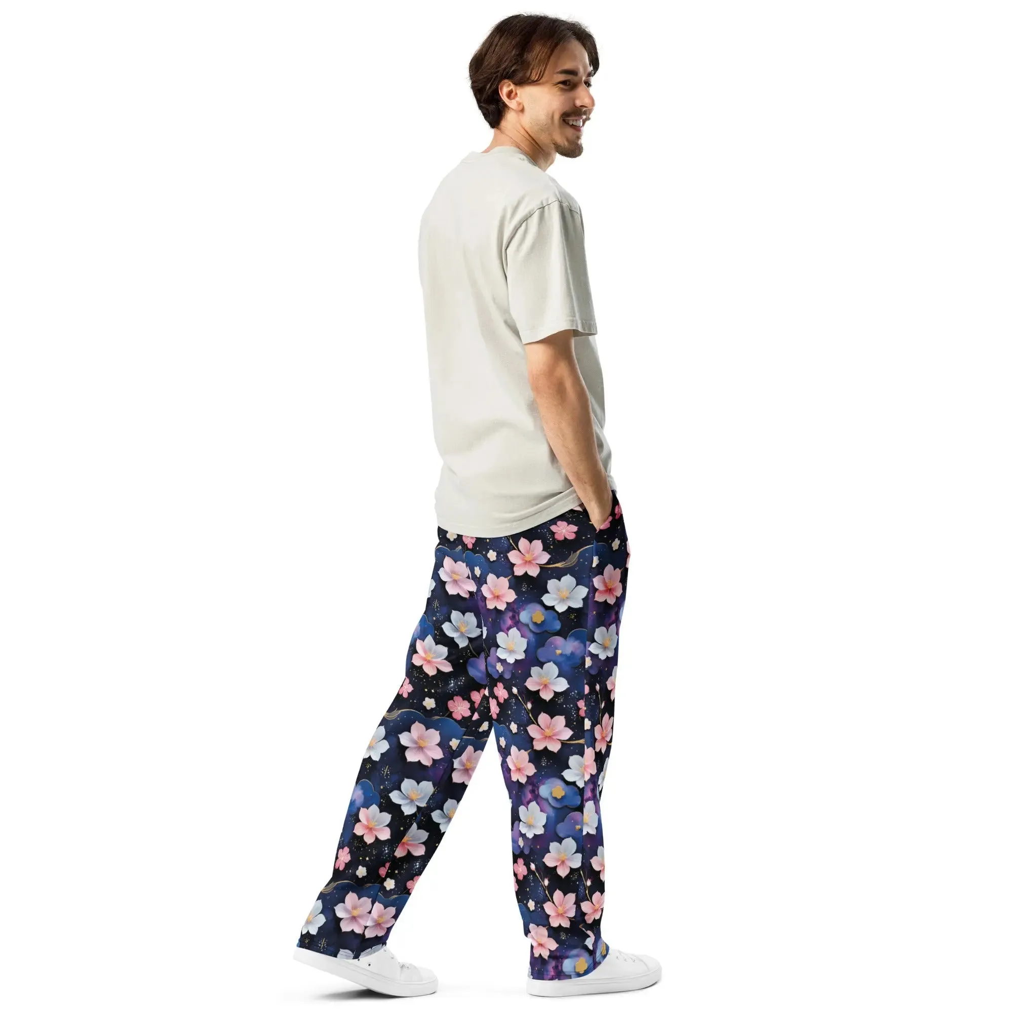 Unisex Wide-leg joggers - Midnight Sakura