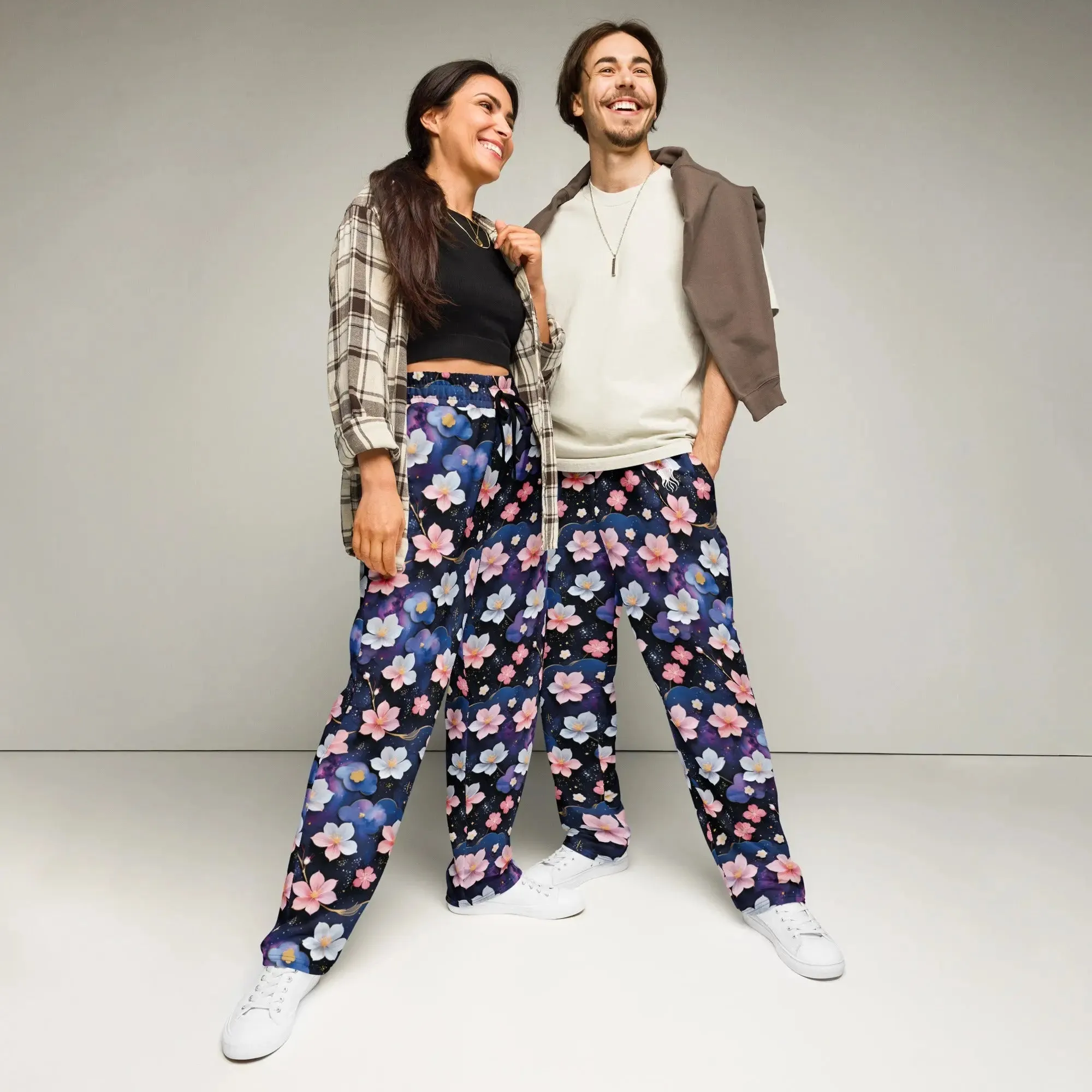 Unisex Wide-leg joggers - Midnight Sakura