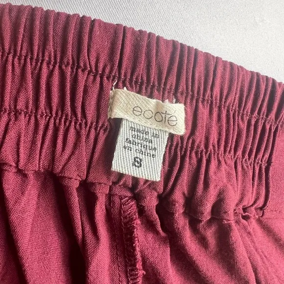 URBAN OUTFITTERS ECOTE BASQUE WAIST BUTTON DOWN MIDI SKIRT BURGUNDY SMALL