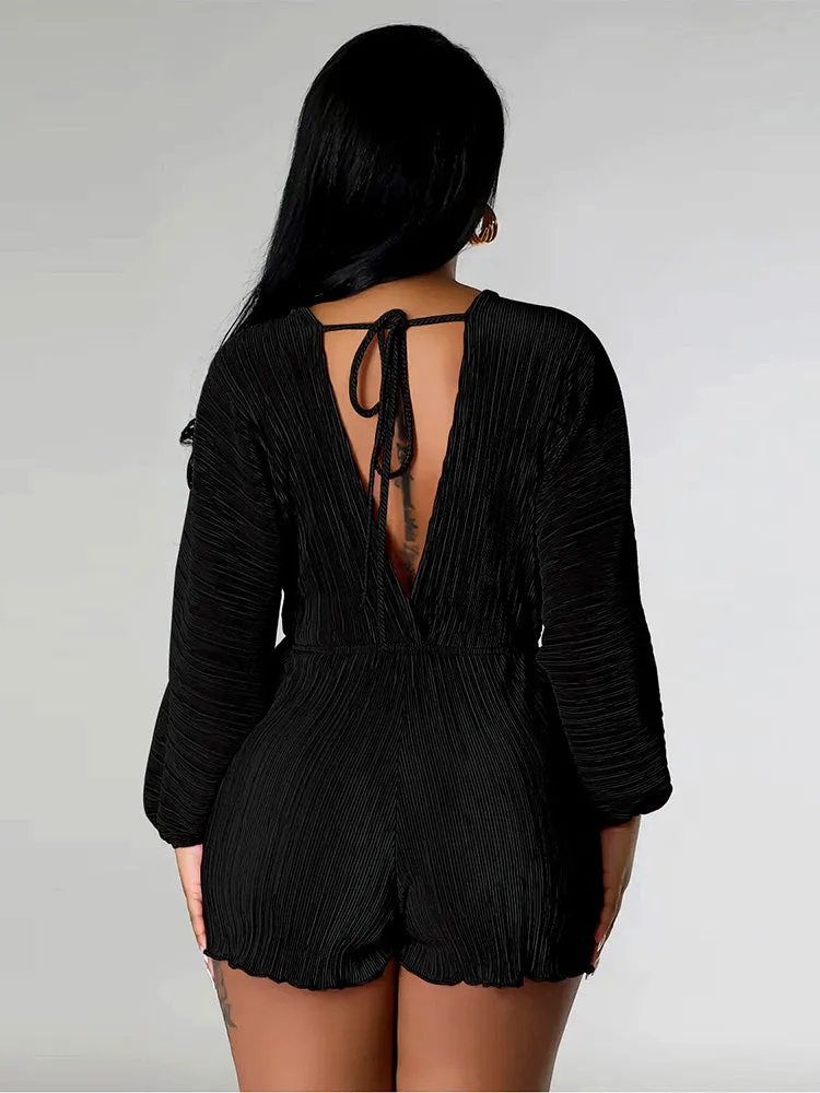 V-neck Long Sleeve Romper