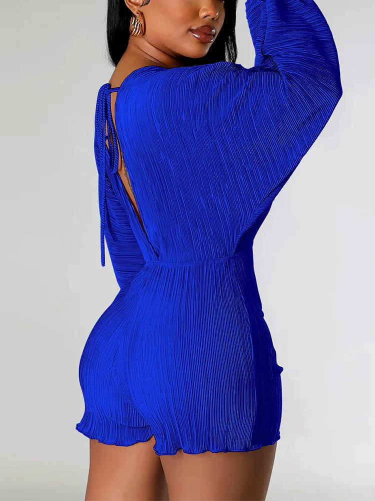V-neck Long Sleeve Romper