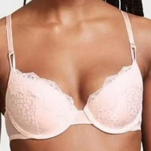 VICTORIA'S SECRET Sexy Tee Lightly-Lined Lace Trim Demi Bra Light Pink 36C