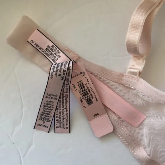 VICTORIA'S SECRET Sexy Tee Lightly-Lined Lace Trim Demi Bra Light Pink 36C