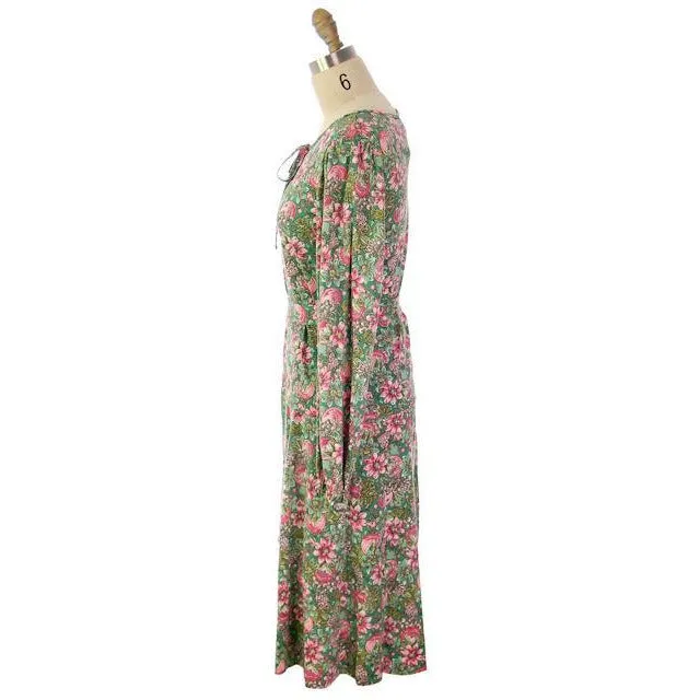 Vintage Floral 2 PC Knit Dress & Matching Scarf Robert Janan 1980s