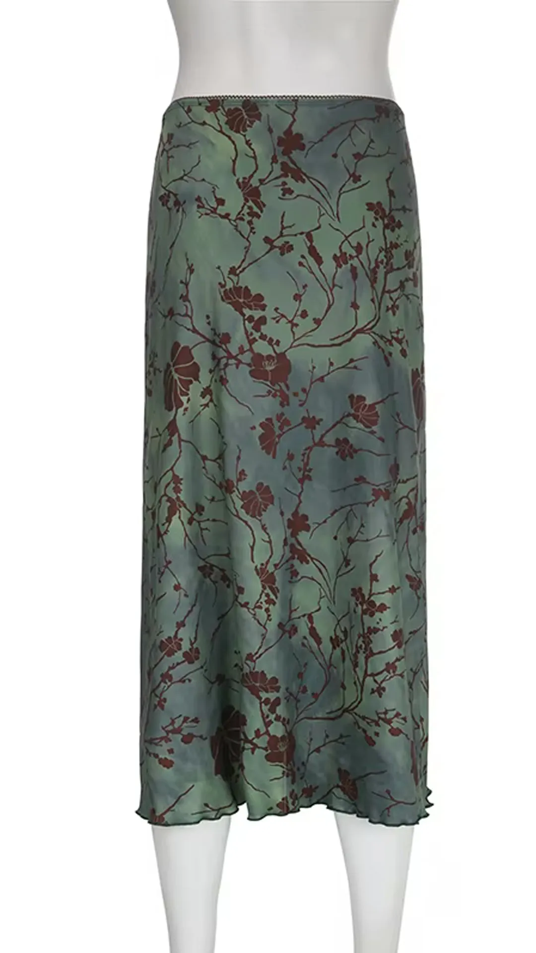 Vintage Mid Calf Floral Long Skirts