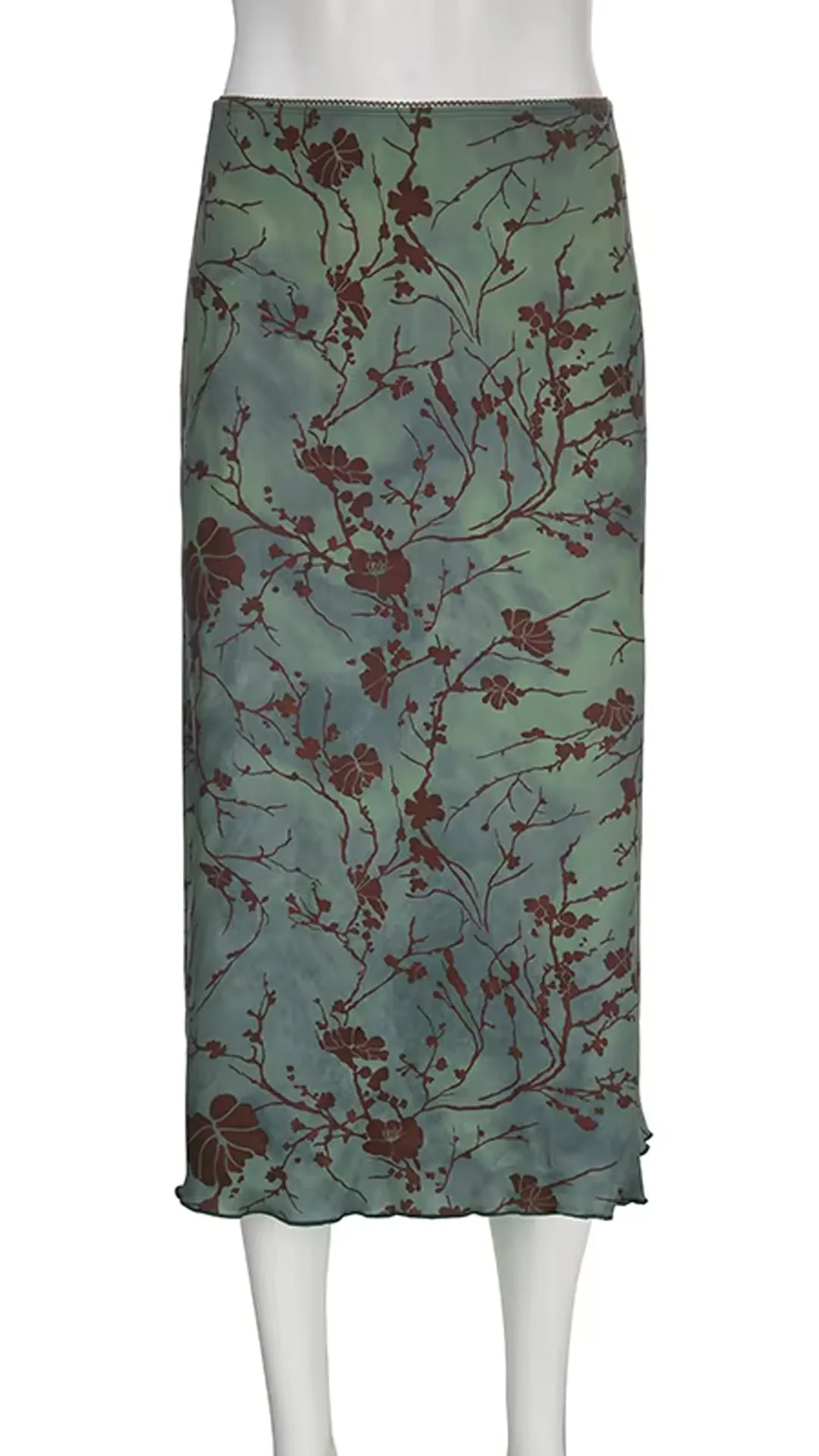 Vintage Mid Calf Floral Long Skirts