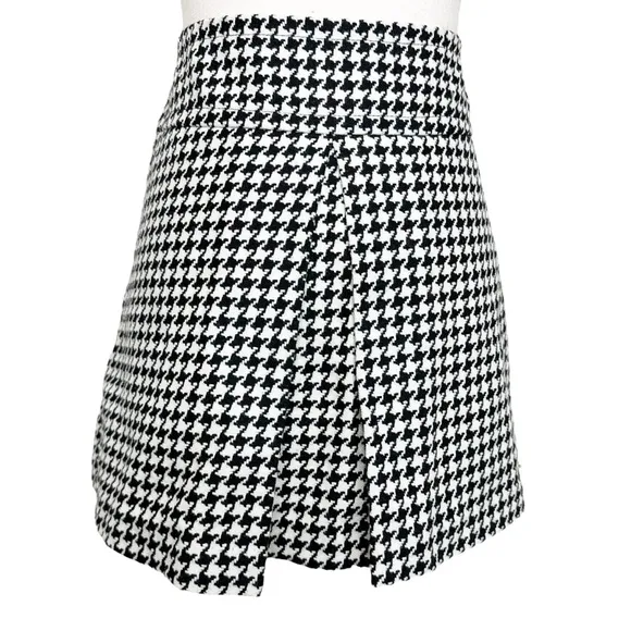 Vintage Y2K Trina Turk Houndstooth Wool Blend Pleated Mini Skirt Size 4