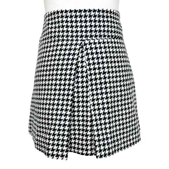 Vintage Y2K Trina Turk Houndstooth Wool Blend Pleated Mini Skirt Size 4