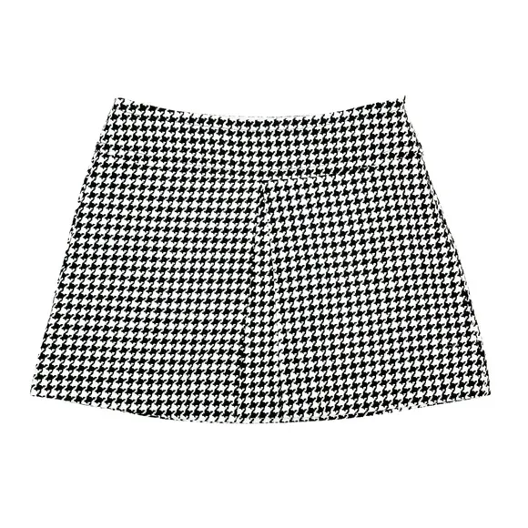 Vintage Y2K Trina Turk Houndstooth Wool Blend Pleated Mini Skirt Size 4