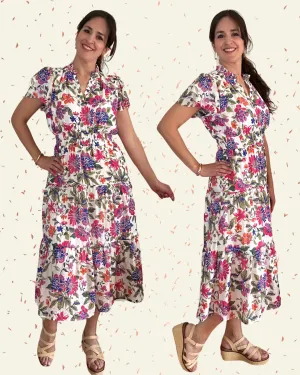 Viviana Midi Tee Dress | Navy   Pink