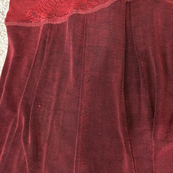VTG Carole Little Red Maxi Dress Roses Romantic Slinky Sz 12 USA Made 90s Phoebe