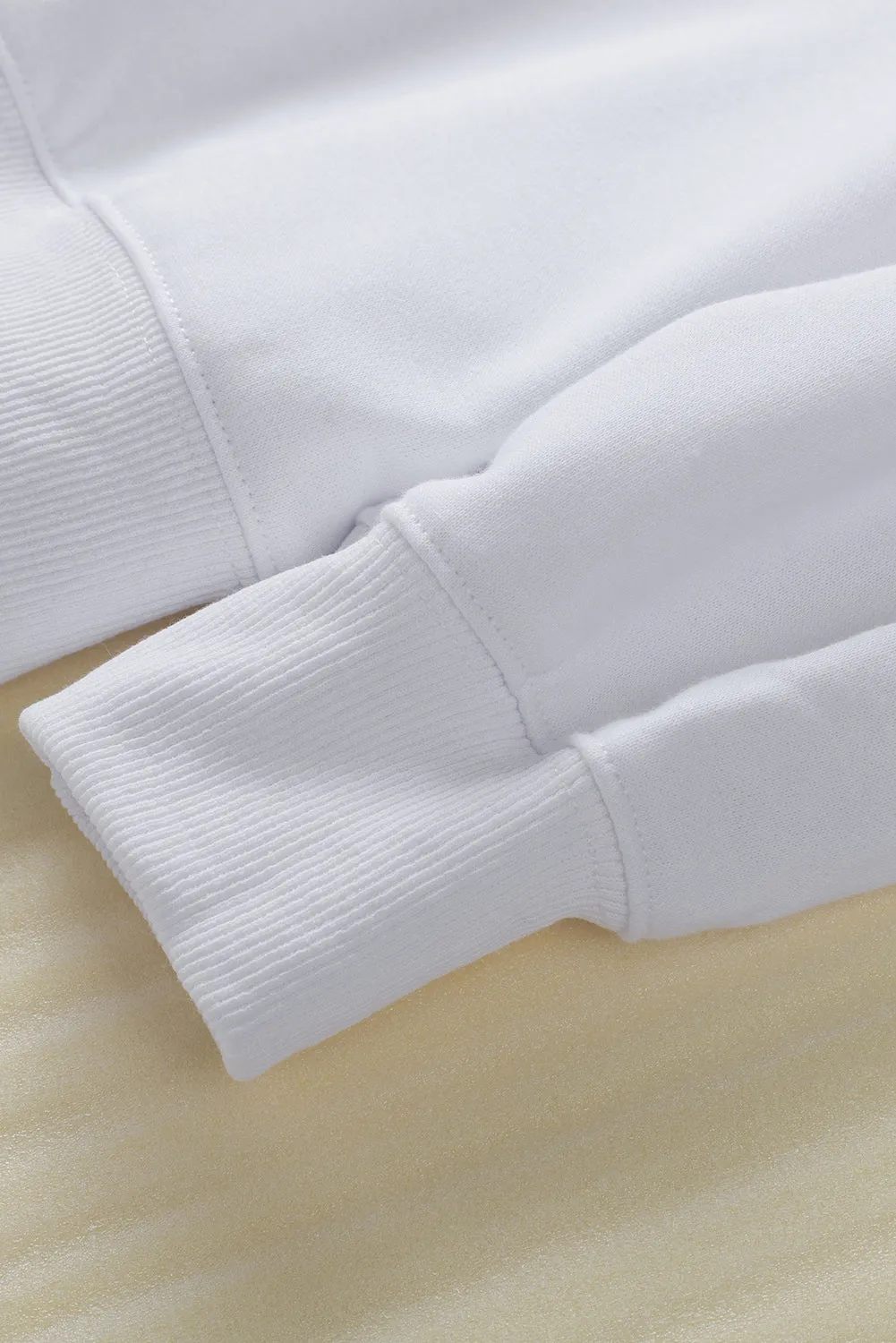 White Oversized Solid Drop Shoulder Sweatshirt