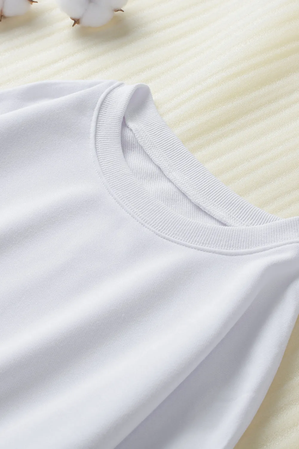 White Oversized Solid Drop Shoulder Sweatshirt
