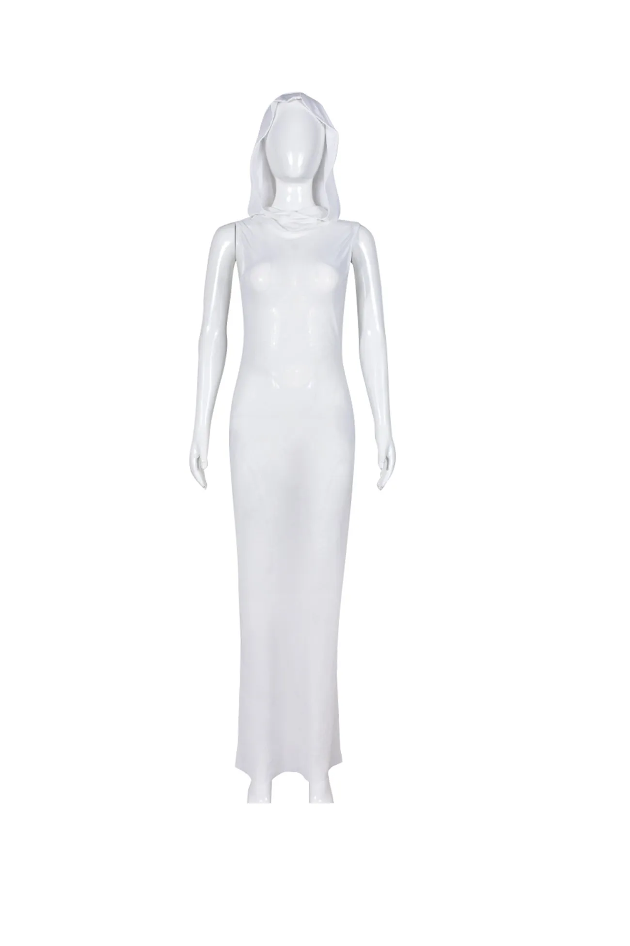 White Sleeveless Hoodie Cover-up Dress