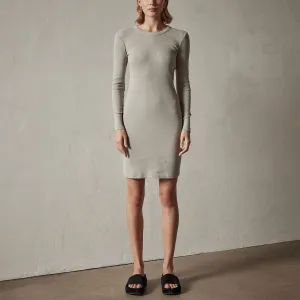 Wide Binding Long Sleeve Rib Dress - Mineral