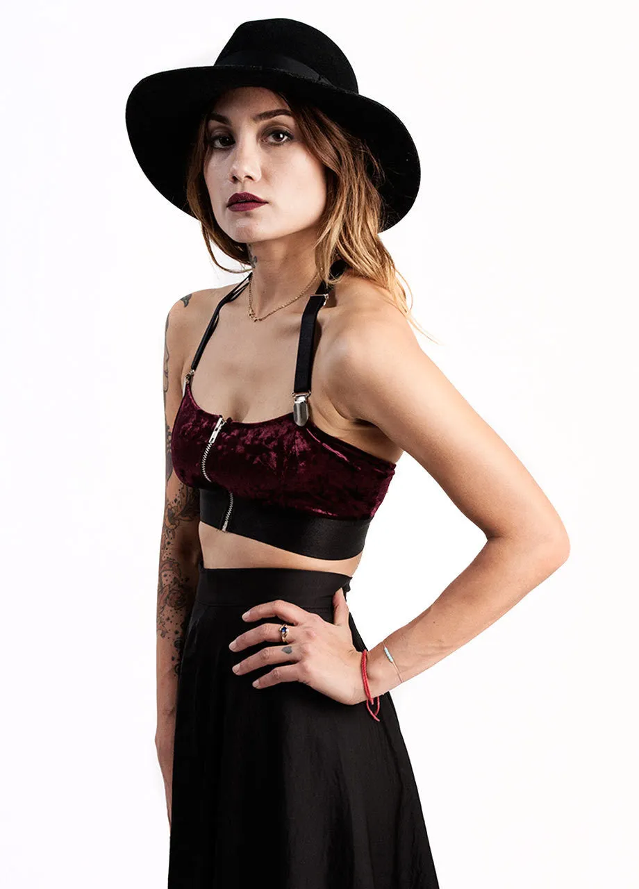 Widow Crushed Velvet Garter Bustier