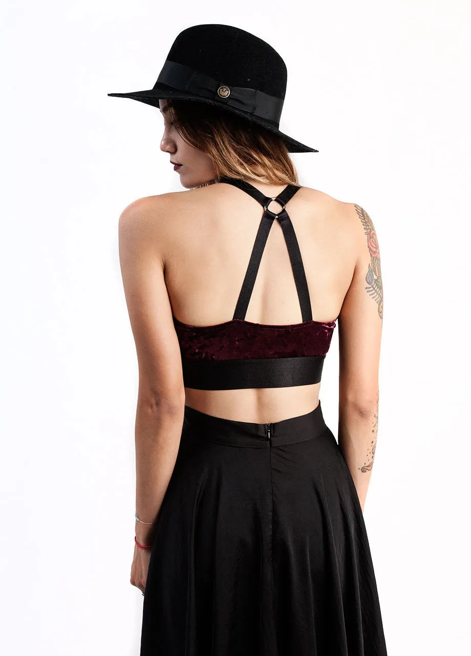 Widow Crushed Velvet Garter Bustier