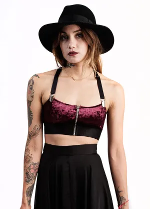 Widow Crushed Velvet Garter Bustier