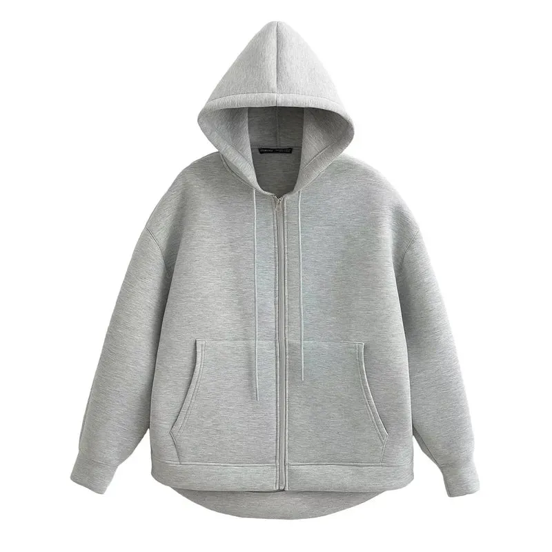 Winter Zipper Hoodie - Unisex Oversize Sweatshirt with Double Pockets