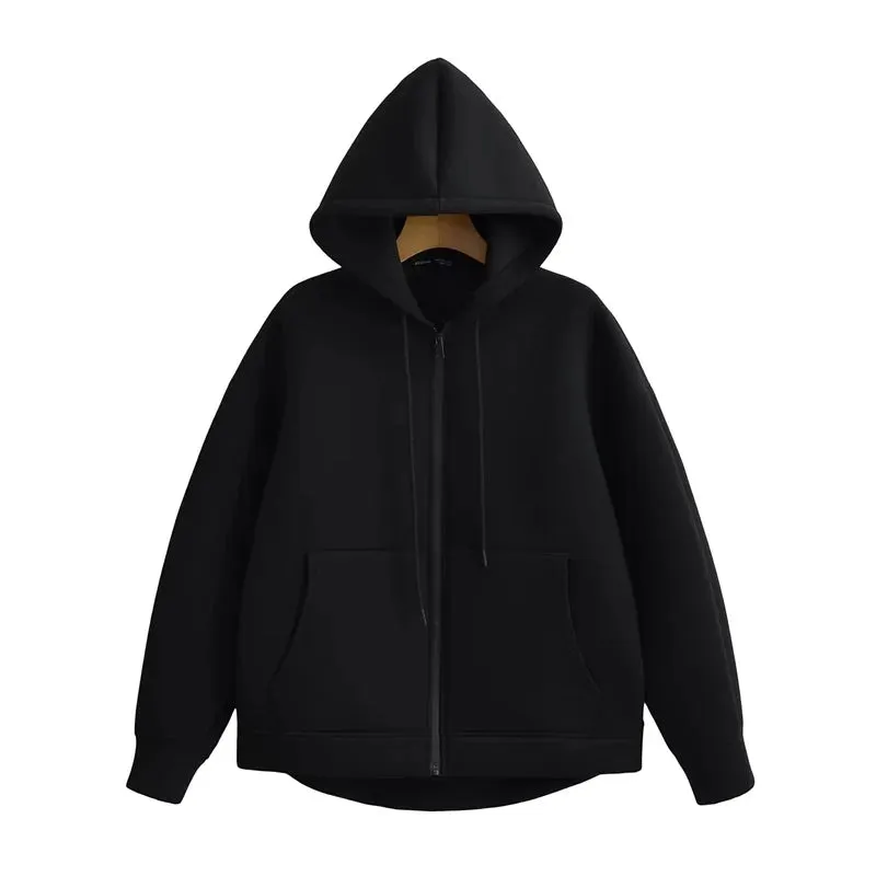 Winter Zipper Hoodie - Unisex Oversize Sweatshirt with Double Pockets