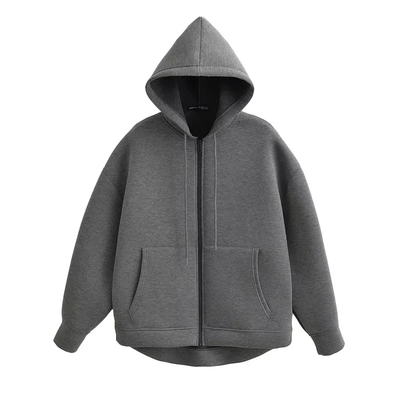Winter Zipper Hoodie - Unisex Oversize Sweatshirt with Double Pockets
