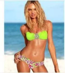 Women Printing Bikini Set Swimwear Push Up Crystal Diamond Bikinis Monokini Swimsuit