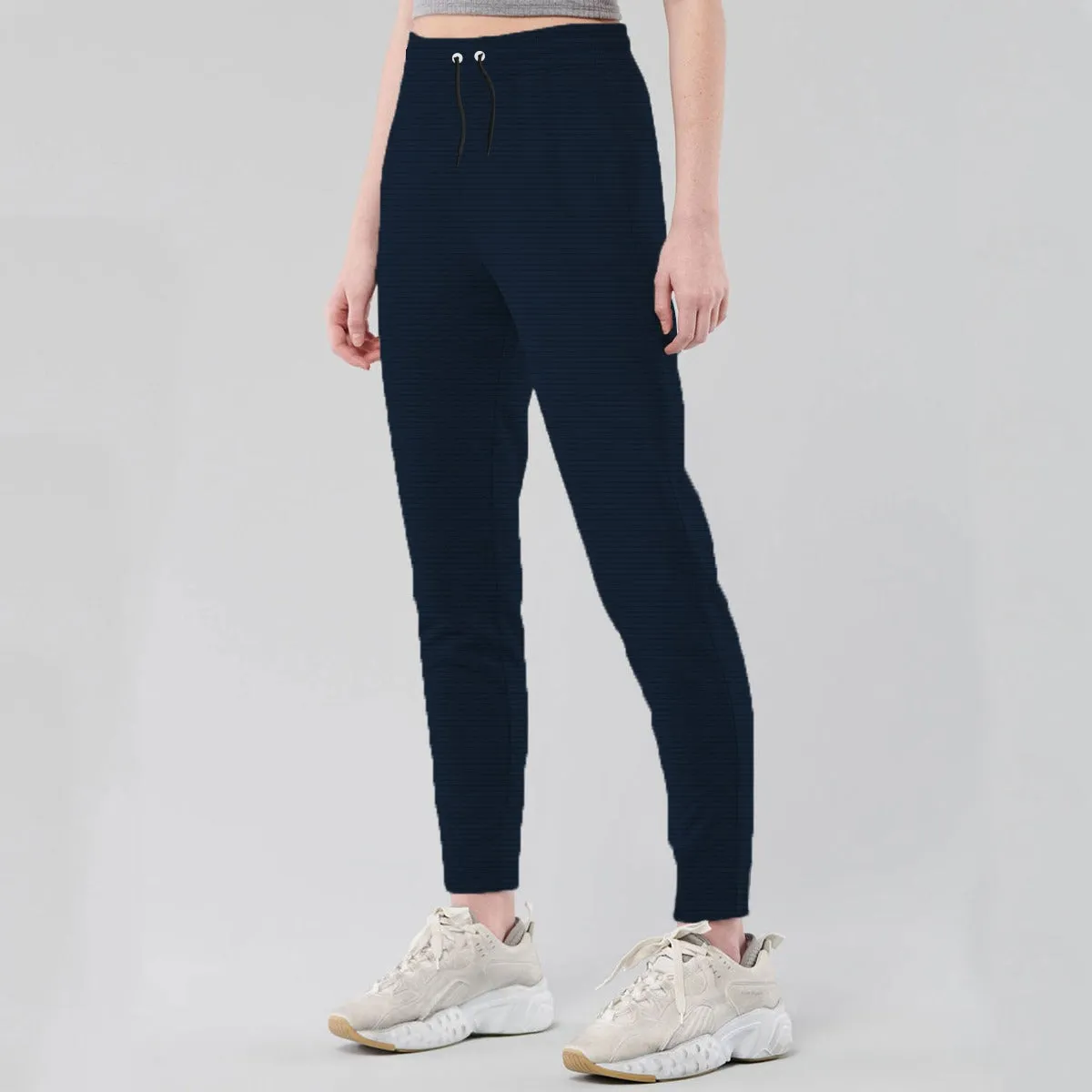 Women's Close Bottom Ripple Fleece Joggar Trouser - Navy