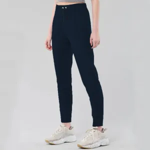 Women's Close Bottom Ripple Fleece Joggar Trouser - Navy