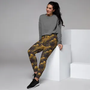 Women’s Comfortable Joggers - Black and Gold Jellyfishes