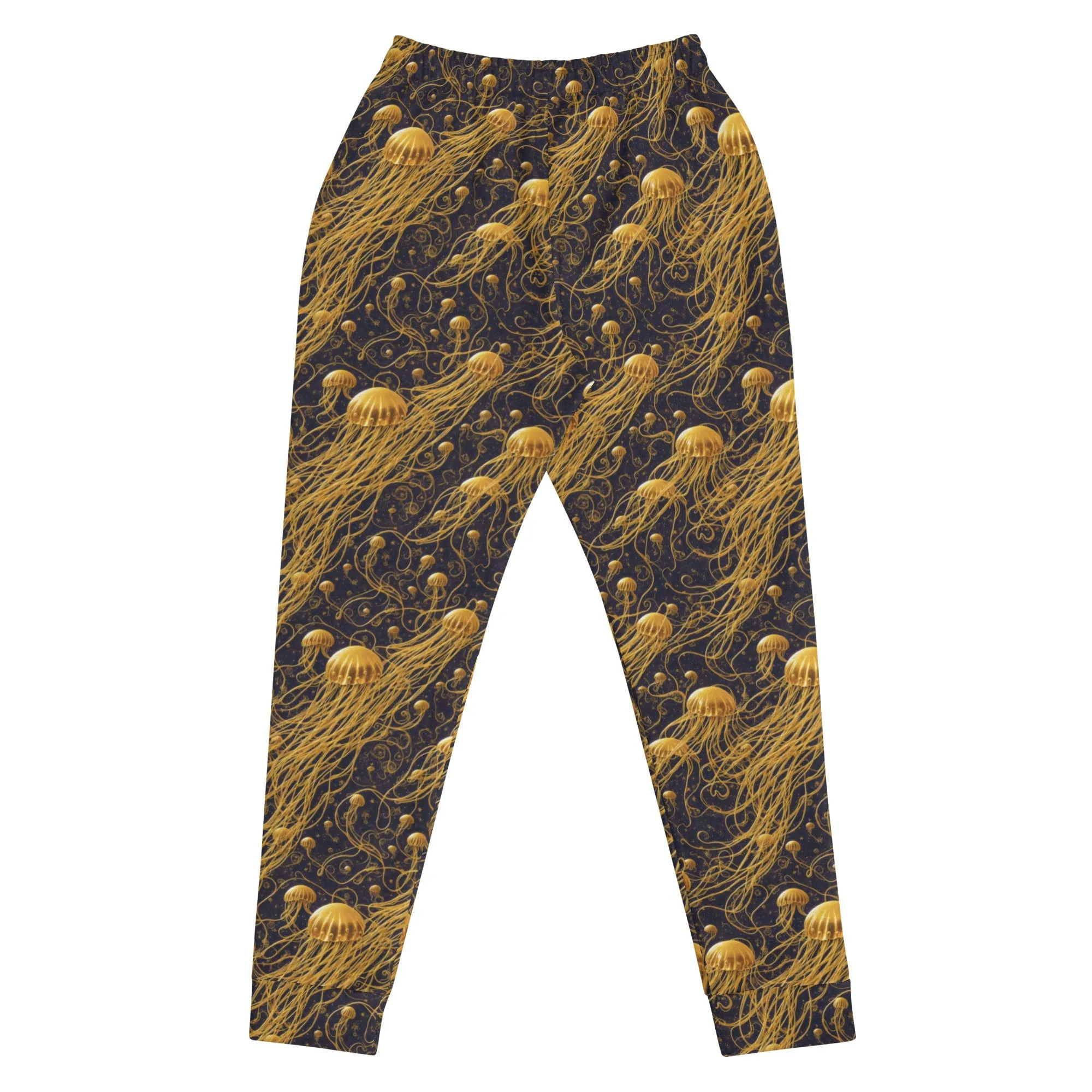 Women’s Comfortable Joggers - Black and Gold Jellyfishes