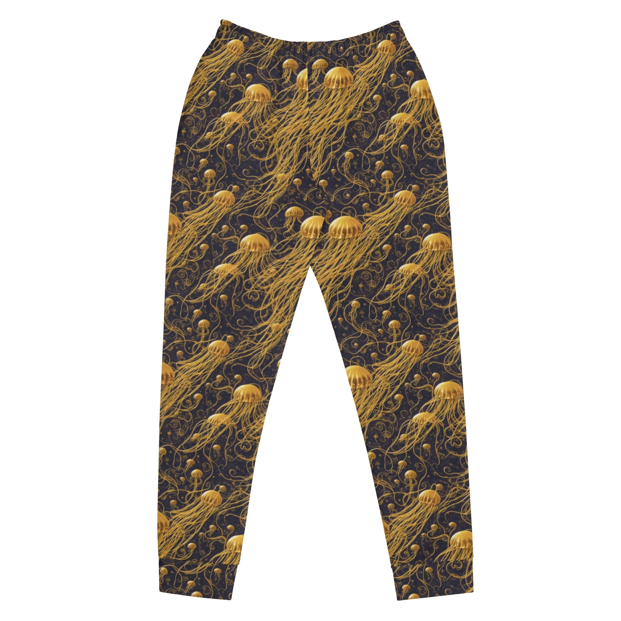 Women’s Comfortable Joggers - Black and Gold Jellyfishes