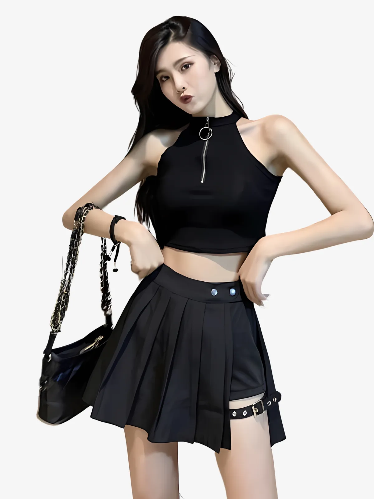 WOMEN'S DARK PLEATED SKIRT
