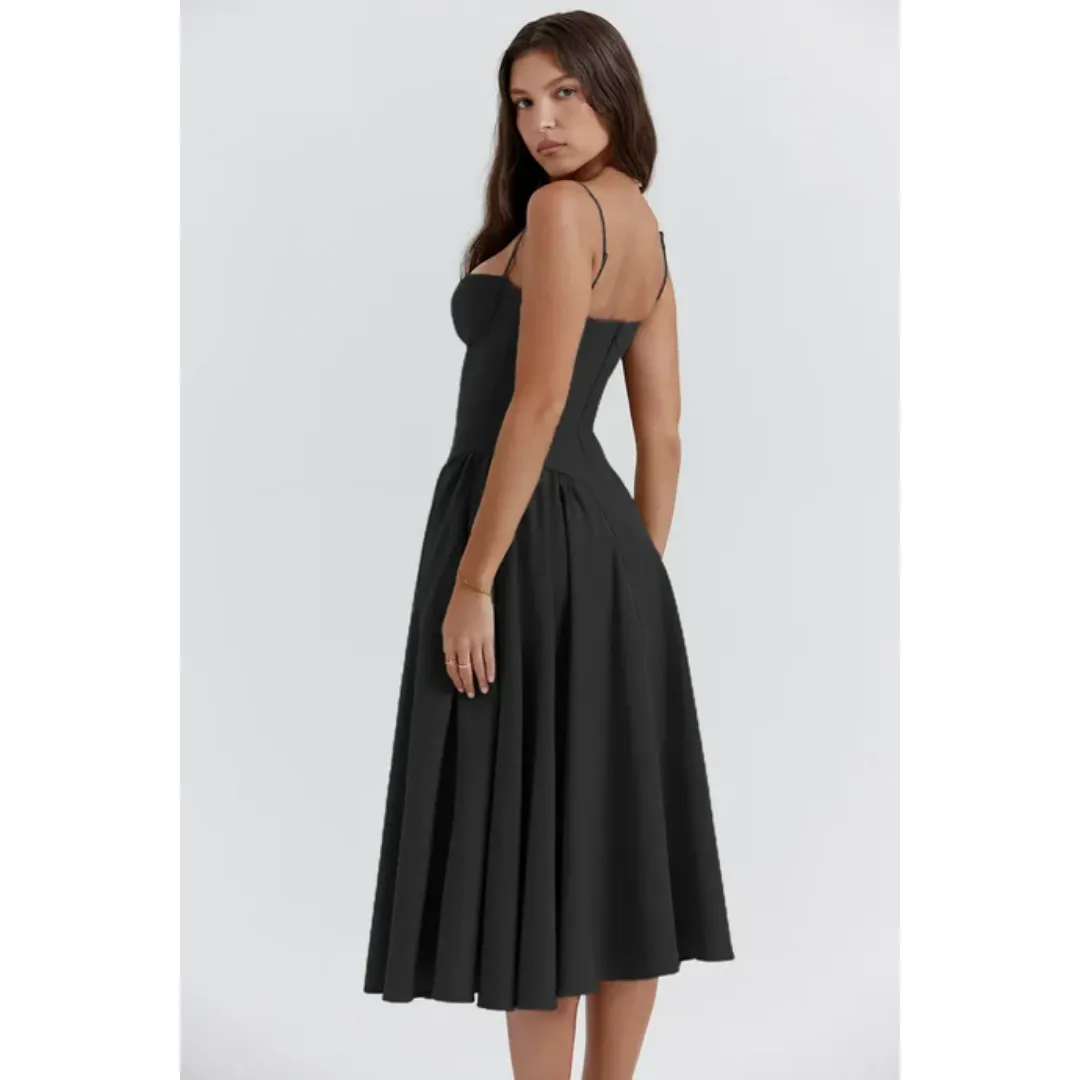 Women's Elegant Corset Flare Dress | Midi