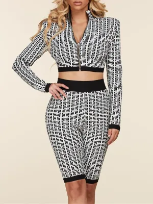 WOMEN'S LONG SLEEVE ZIP UP TOP AND SHORTS SET
