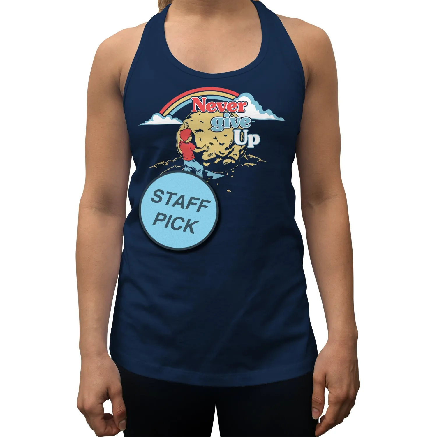Women's Never Give Up Sisyphus Racerback Tank Top