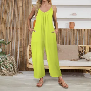 Women's Pleated Cami Pocket Wide Leg Jumpsuit