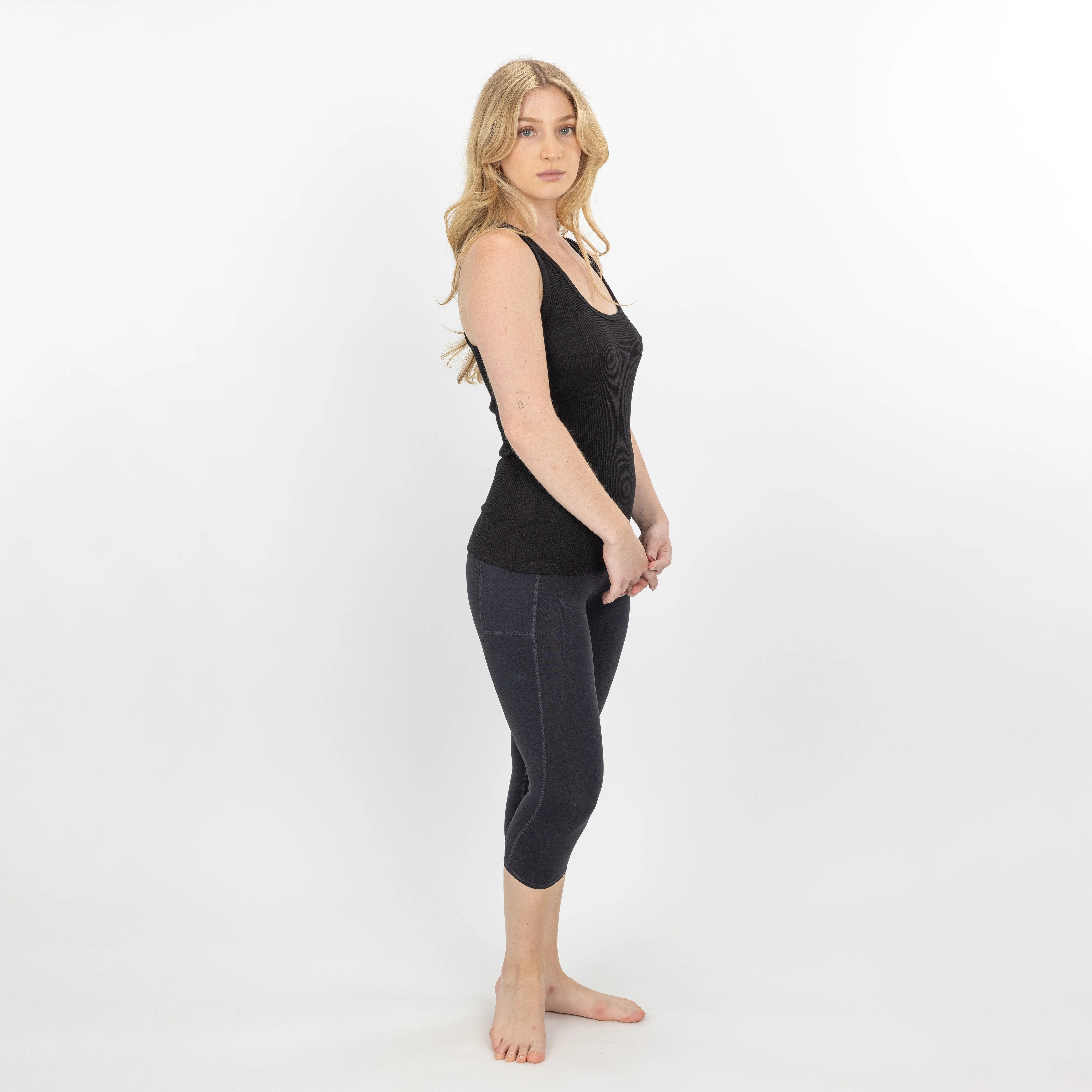 Womens "Chunky" Cotton/Spandex Racerback Tank - Jet Black